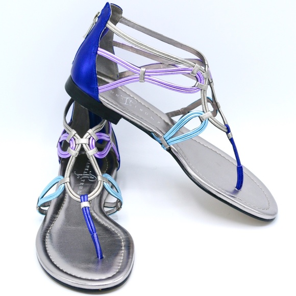 Ivanka Trump Shoes - IVANKA TRUMP MULTI-COLOR METALLIC RISSA GLADIATOR SANDALS FLATS